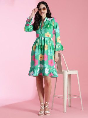 KOTTY Women Fit and Flare Multicolor Above Knee/Mid Thigh Length Dress