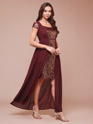 all about you Women Fit and Flare Purple Maxi/Full Length Dress