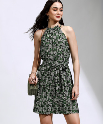 Tokyo Talkies Women Fit and Flare Green Midi/Calf Length Dress