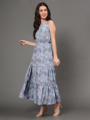 Vaani Creation Women Gathered Yellow Maxi/Full Length Dress