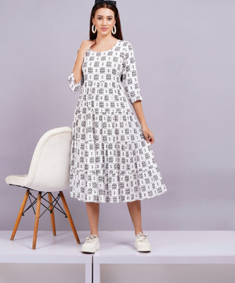 Highlight fashion export Women Fit and Flare Black Midi/Calf Length Dress