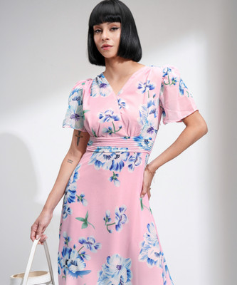 Tokyo Talkies Women A-line Pink Below Knee Dress