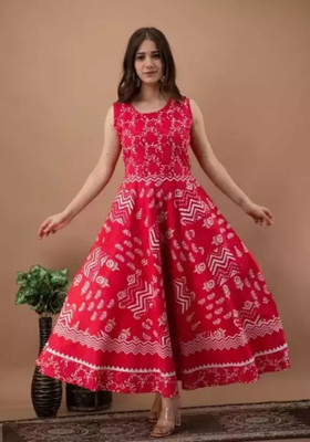 DADUDAYAL EXPORT Women Gown Pink Midi/Calf Length Dress