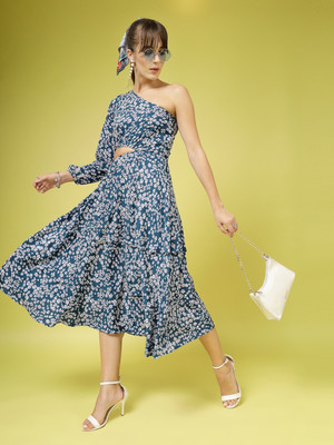 Oomph! Women A-line Blue Midi/Calf Length Dress