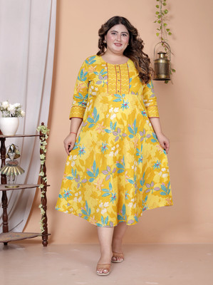 GYAPTI Women Gown Yellow Midi/Calf Length Dress