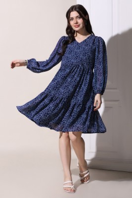 Mirrow Trade Women A-line Blue Dress