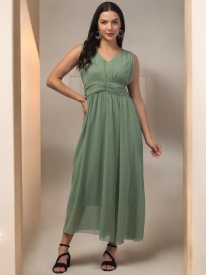 My Swag Women Fit and Flare Light Green Dress