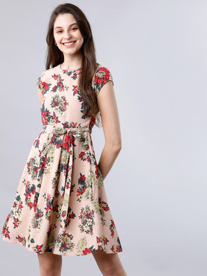 Tokyo Talkies Women A-line Beige Knee Length Dress