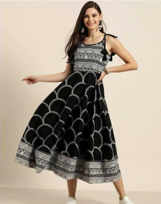 MG FASHION Flared/A-line Gown(Black)