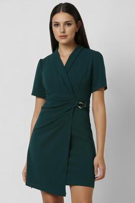 VAN HEUSEN Women Fit and Flare Green Above Knee/Mid Thigh Length Dress