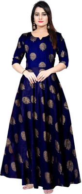 A N Enterprises Women A-line Multicolor Maxi/Full Length Dress