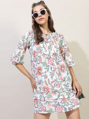 Tokyo Talkies Women A-line White Above Knee/Mid Thigh Length Dress