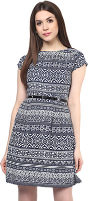 MAYRA Women Bodycon Dark Blue, White Above Knee/Mid Thigh Length Dress