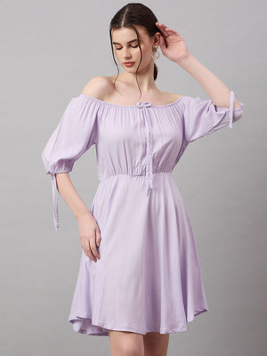 Roadster Women Fit and Flare Purple Mini/Short Dress