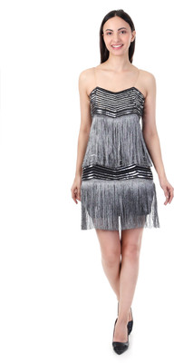 FAM INDIA Women Bodycon Grey, Black Mini/Short Dress