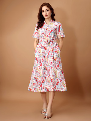 Dressberry Women Fit and Flare Multicolor Midi/Calf Length Dress