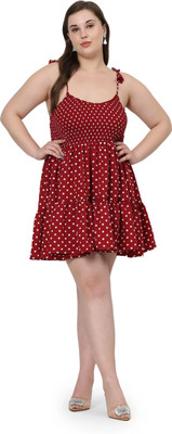 HouseOfCommon Women Fit and Flare Maroon Mini/Short Dress