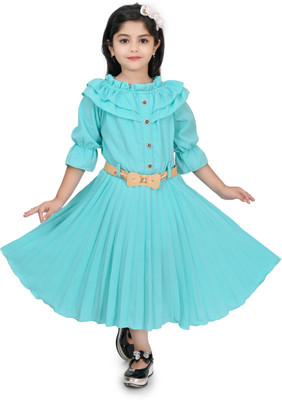 Kazi Women Fit and Flare Blue Midi/Calf Length Dress