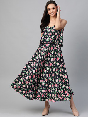 Yash Gallery Women Maxi Black Midi/Calf Length Dress