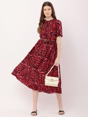 Moda Rapido Women A-line Red Maxi/Full Length Dress