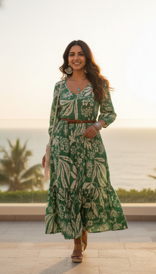 Accent Decora Women Maxi Green Ankle Length Dress