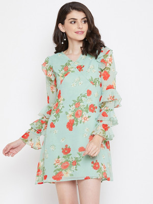 La Zoire Women Shift Light Blue Above Knee/Mid Thigh Length Dress