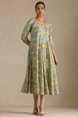 soch Women A-line Green Midi/Calf Length Dress