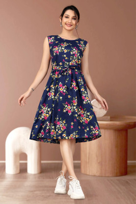 Lnfashionn Women A-line Multicolor Knee Length Dress