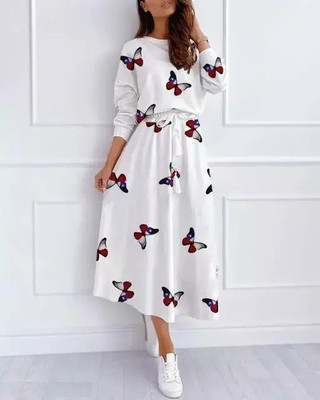 Fashion2wear Women A-line White Knee Length Dress