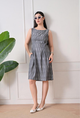 KALINI Women Shift Grey Knee Length Dress
