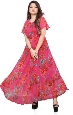 Rosasignora Women Maxi Pink Knee Length Dress