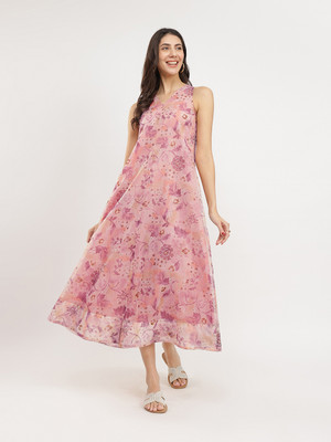 Pink Fort Women A-line Pink Midi/Calf Length Dress