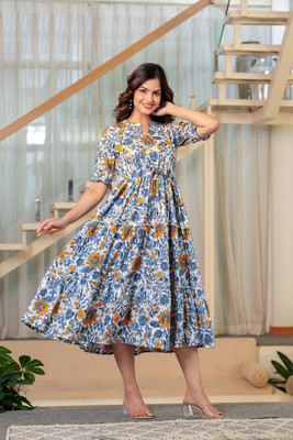 Twirl Tales Women A-line Grey Midi/Calf Length Dress