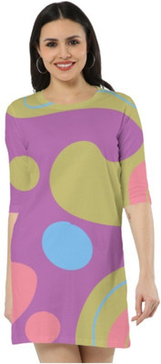 AdzSpirit Women Shift Purple Above Knee/Mid Thigh Length Dress