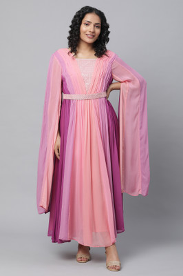 Aurelia Women Fit and Flare Multicolor Ankle Length Dress