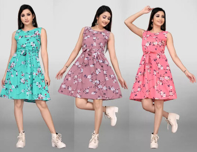 AK Fashion Women A-line Multicolor Midi/Calf Length Dress