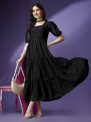 Raiyani Fashion Flared/A-line Gown(Black)