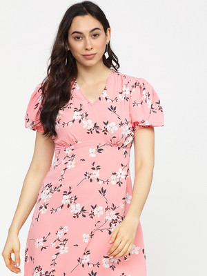Tokyo Talkies Women Fit and Flare Orange Knee Length Dress