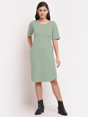 BRINNS Women A-line Green Knee Length Dress
