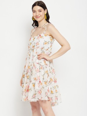 BITTERLIME Women Fit and Flare White Dress