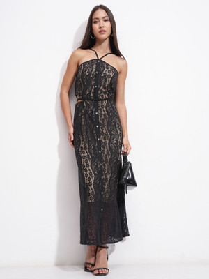 Tokyo Talkies Women Maxi Black Full Length Dress