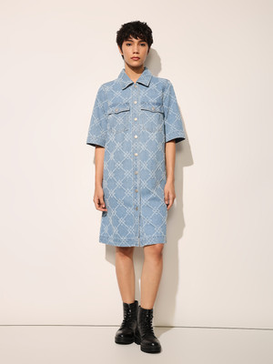 ONLY Women Shirt Blue Knee Length Dress