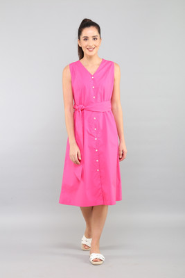 Mala Singh Women A-line Pink Below Knee Dress