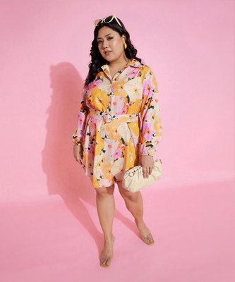 SASSAFRAS Curve Women Shirt Multicolor Above Knee/Mid Thigh Length Dress