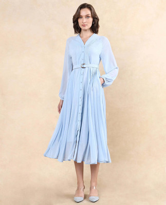 RAREISM Women A-line Blue Maxi/Full Length Dress