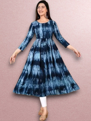 fashionstreet Women Gown Blue Below Knee Dress