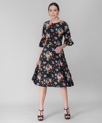Elizy Women A-line Multicolor Below Knee Dress