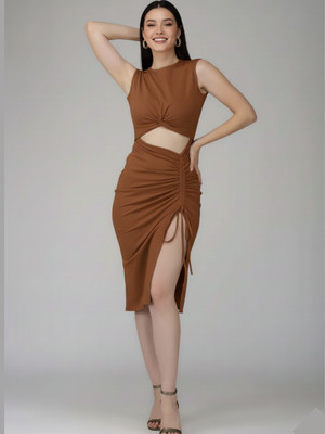 Ekehswara Women Bodycon Grey Knee Length Dress