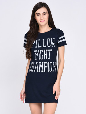 RIGO Women T Shirt Dark Blue, White Above Knee/Mid Thigh Length Dress