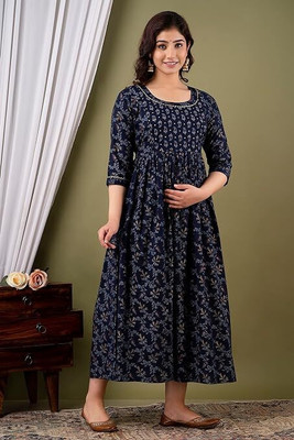 gottam Women Maxi Blue Full Length Dress